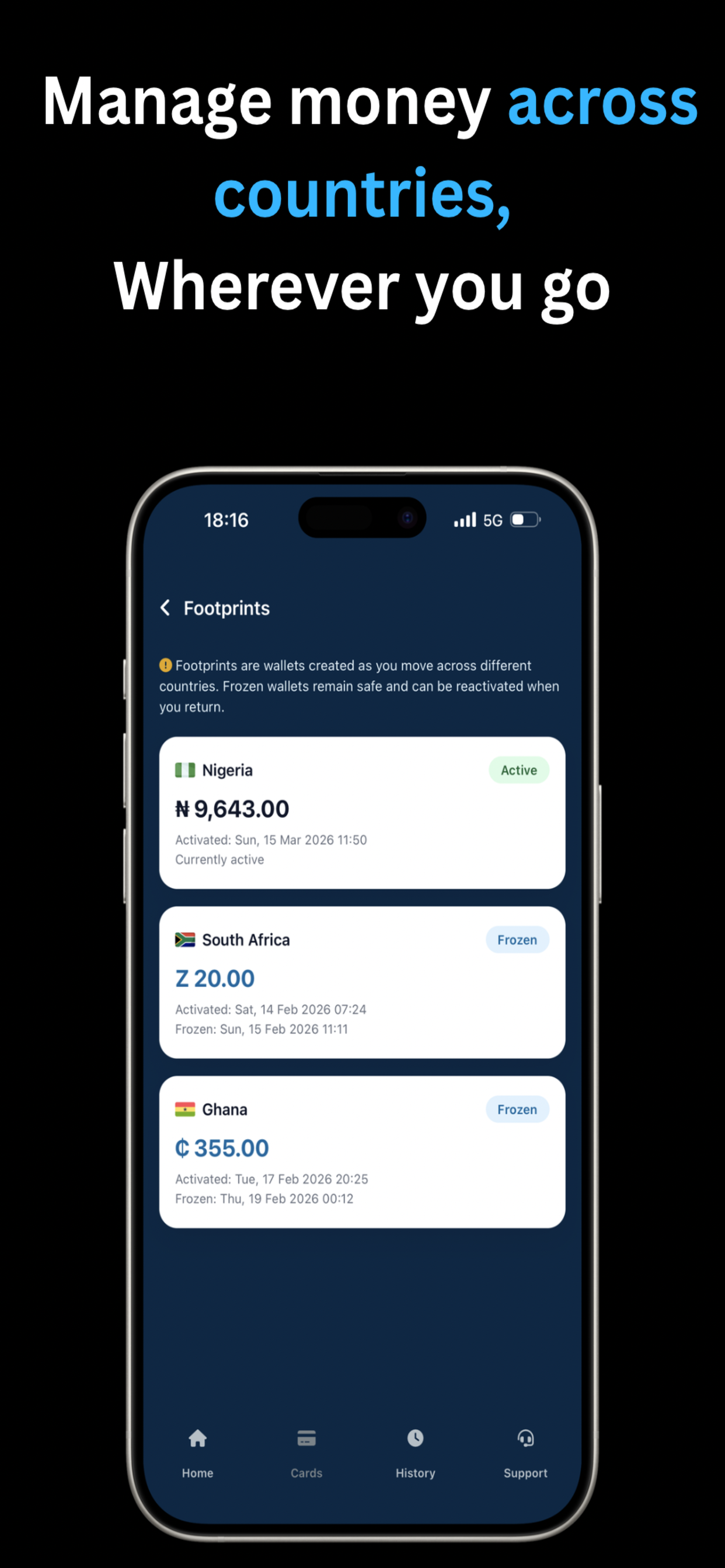 Fund wallet user interaction layout